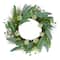 23" Green & White Olive Leaf & Floral Twig Spring Wreath